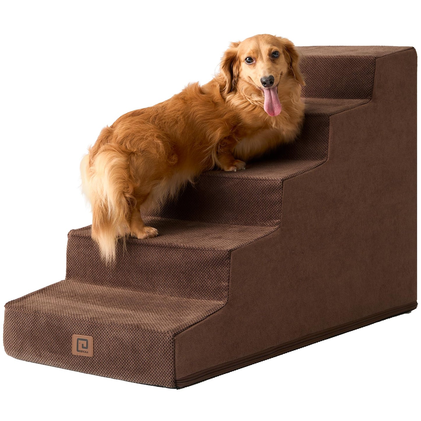 EHEYCIGA Dog Stairs for Bed 18”H, 4-Step Dog Steps for High Bed, Pet Steps for Small Dogs and Cats, Non-Slip Balanced Pet Ramp Indoor, Grey