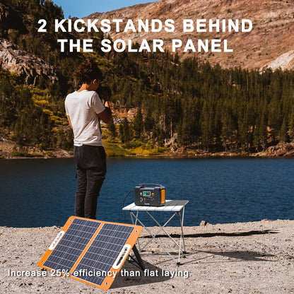Foldable Solar Panel, FF FLASHFISH 18V/60W Portable Solar Charger Charge for Portable Power Station, Phone, Laptop, with DC Output, 45W USB-C, QC3.0 Port When Camping Fishing Van RV Road Trip