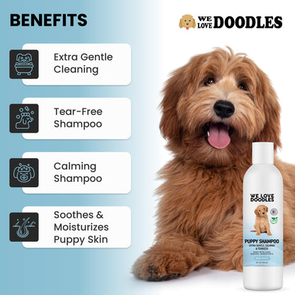 Puppy Shampoo & Conditioner | Made in USA | Organic Ingredients | Tear Free | Best Shampoo for Puppies | Sensitive & Itchy Skin Wash | Oatmeal Bathing | Tearless, Ocean Breeze, 8oz [We Love Doodles]