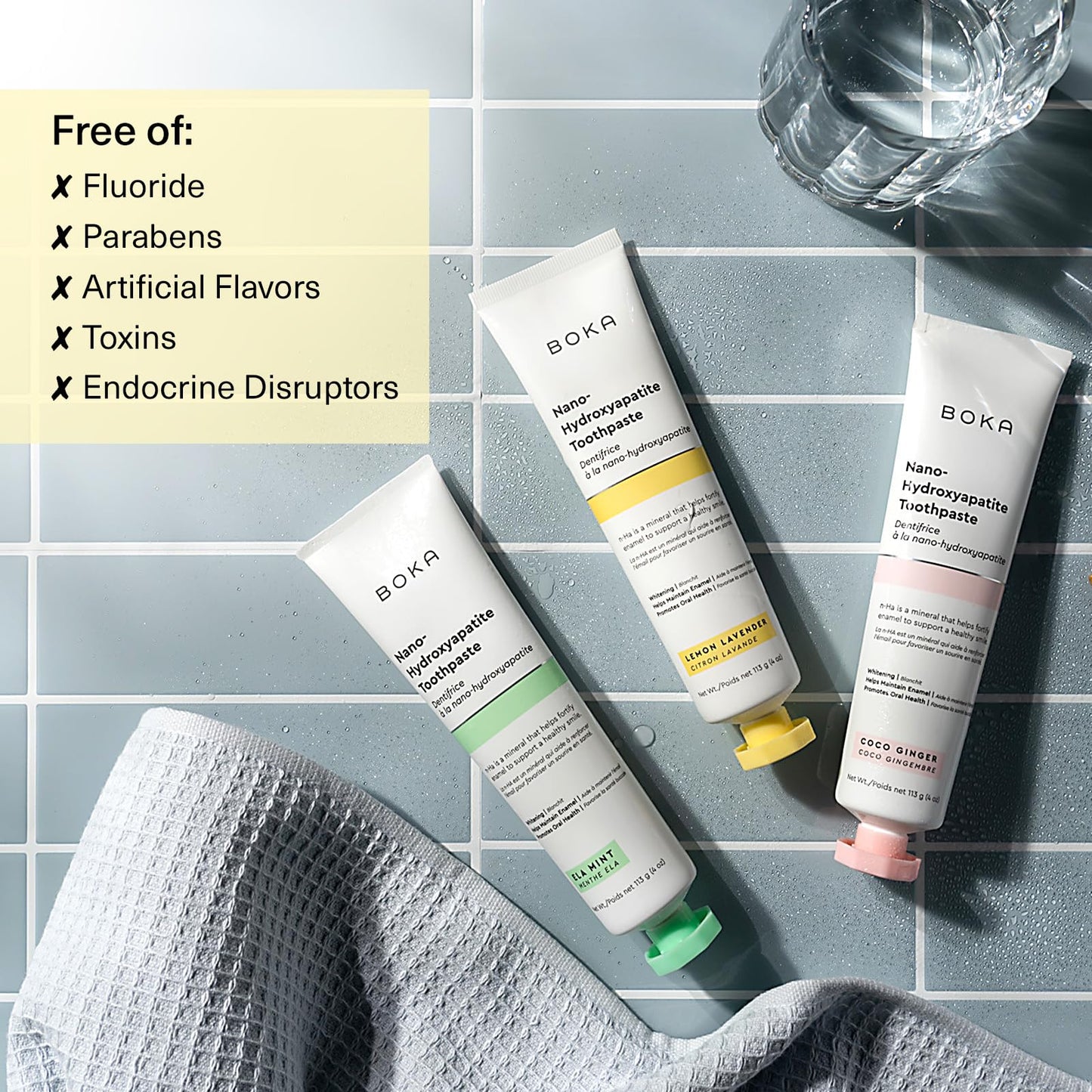 Boka Fluoride Free Toothpaste Nano Hydroxyapatite, Stocking Stuffers Remineralizing, Whitening - Dentist Recommended for Adult, Kids Oral Care Ela Mint Flavor, 4 Fl Oz 1Pk US Manufactured