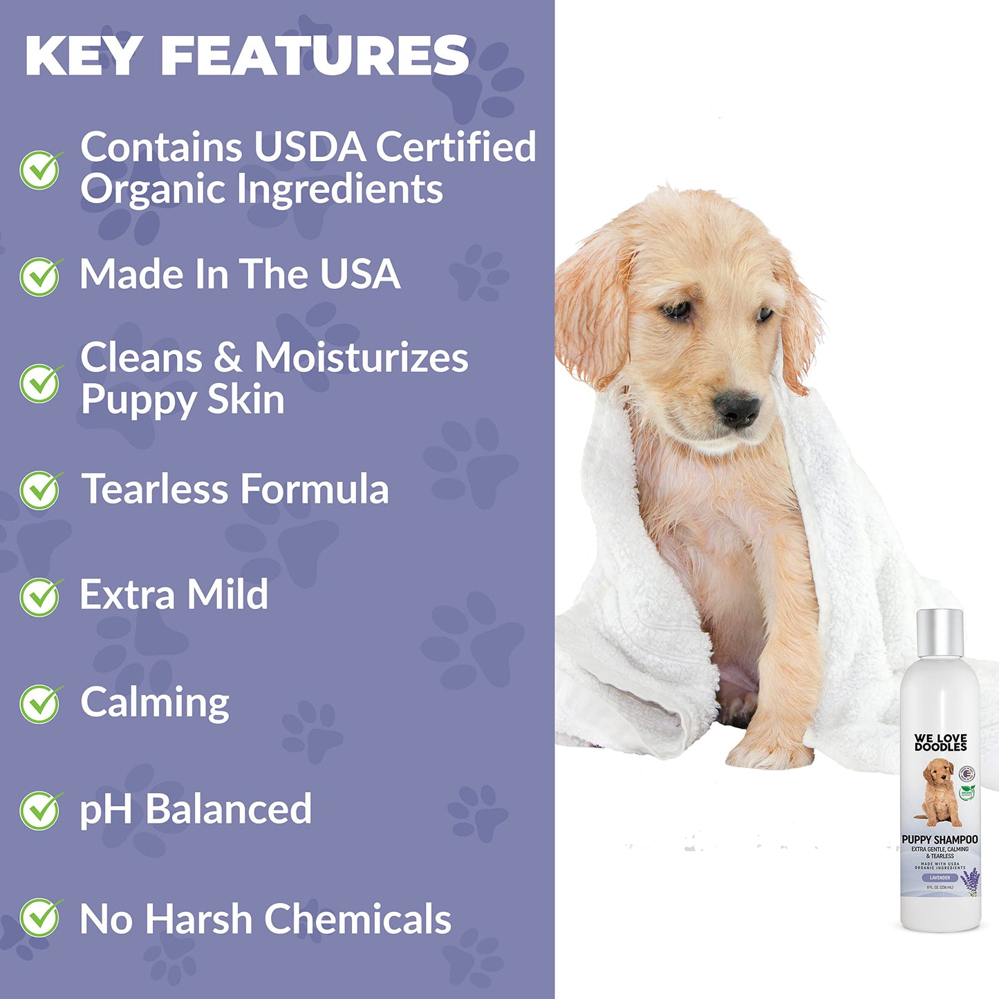 Puppy Shampoo & Conditioner | Made in USA | Organic Ingredients | Tear Free | Best Shampoo for Puppies | Sensitive & Itchy Skin Wash | Oatmeal Bathing | Tearless, Ocean Breeze, 8oz [We Love Doodles]