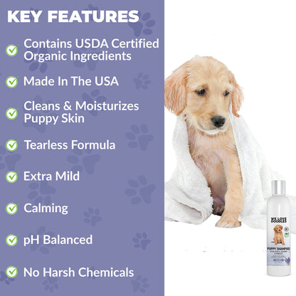Puppy Shampoo & Conditioner | Made in USA | Organic Ingredients | Tear Free | Best Shampoo for Puppies | Sensitive & Itchy Skin Wash | Oatmeal Bathing | Tearless, Ocean Breeze, 8oz [We Love Doodles]