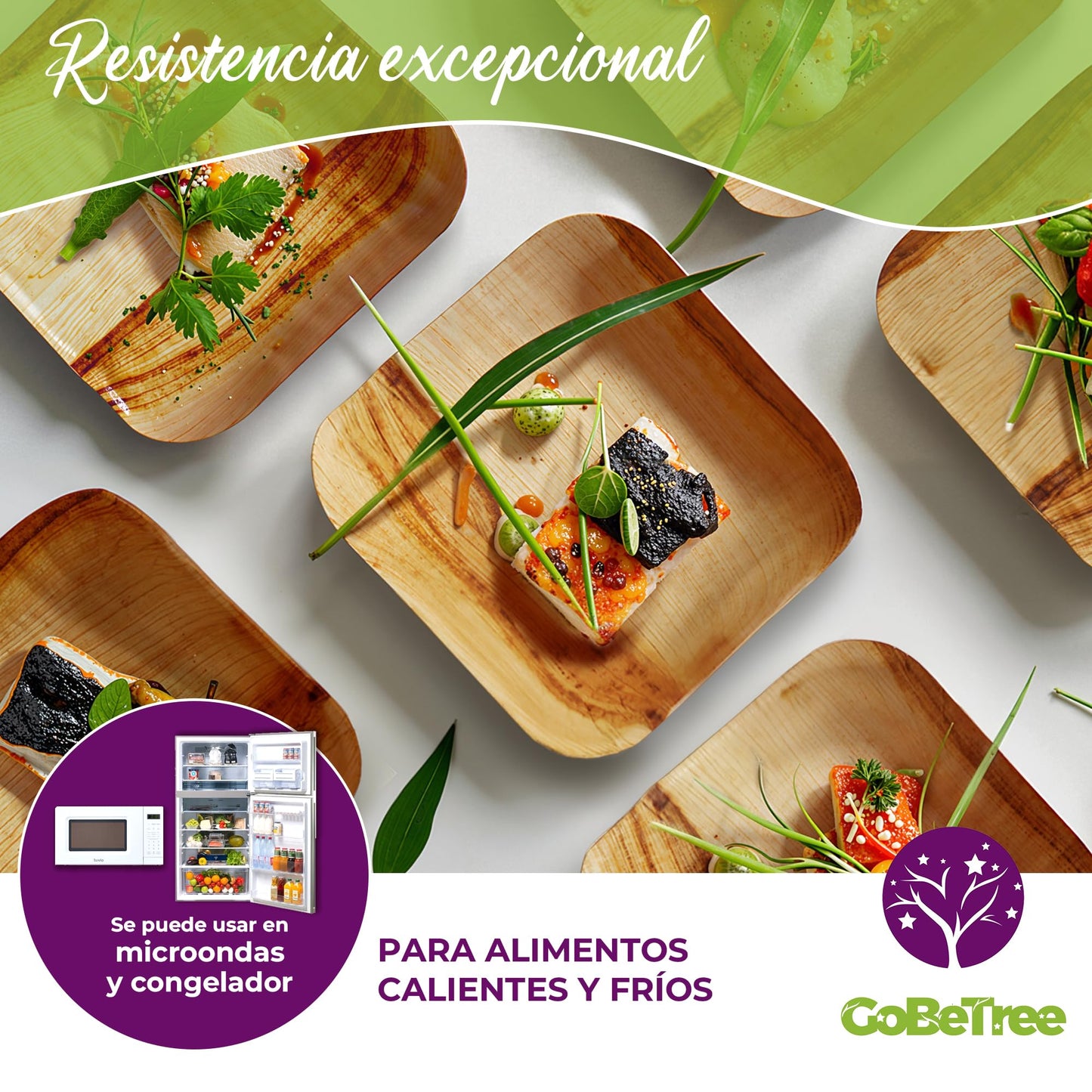 GoBeTree 25 Cuencos Hoja de Palma Redondos de 430ml, ecológicos, Cuencos rústicos y elegantes para barbacoas, picnic y Fiesta de cumpleaños. Cuencos similares al bambú.