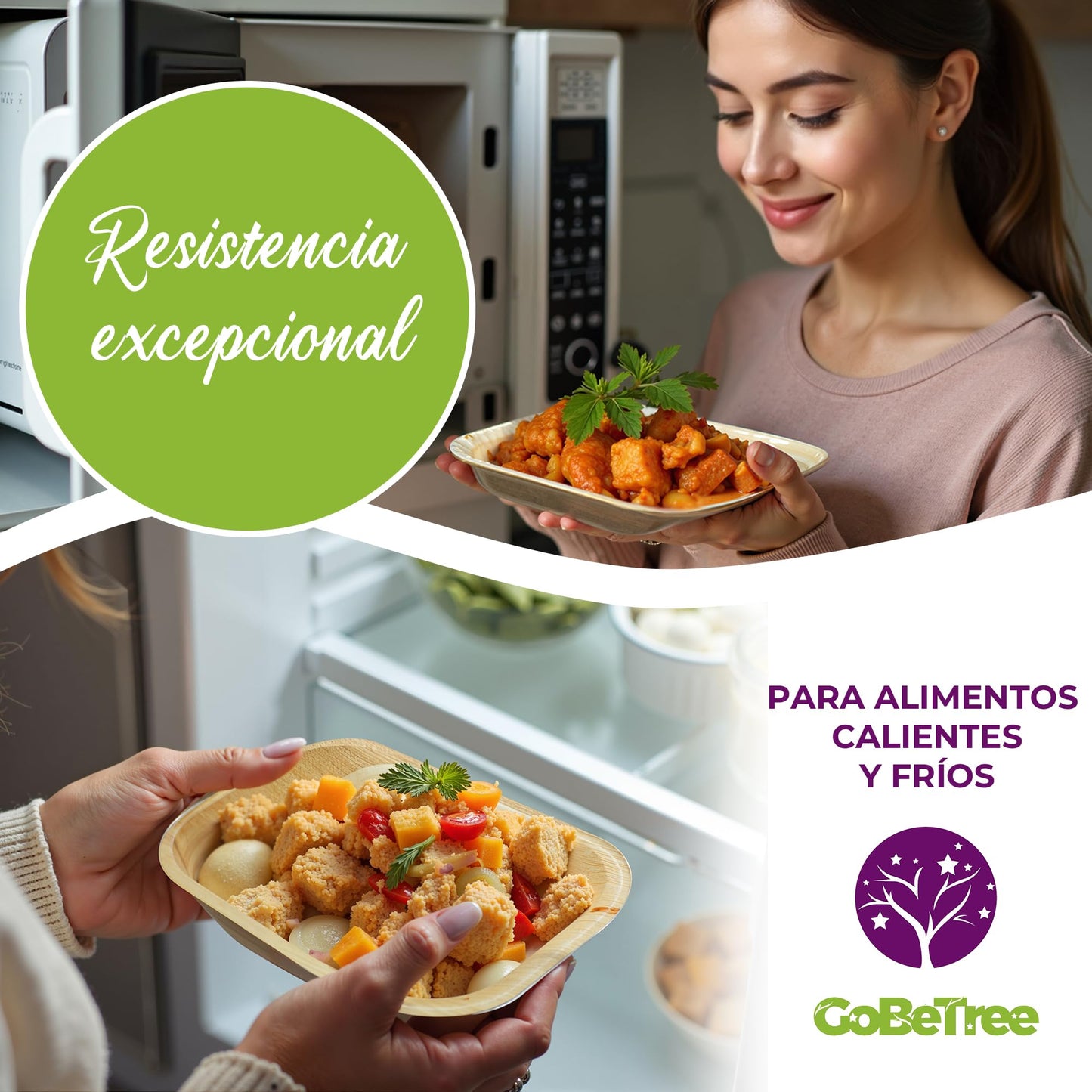 GoBeTree 25 Cuencos Hoja de Palma Redondos de 430ml, ecológicos, Cuencos rústicos y elegantes para barbacoas, picnic y Fiesta de cumpleaños. Cuencos similares al bambú.