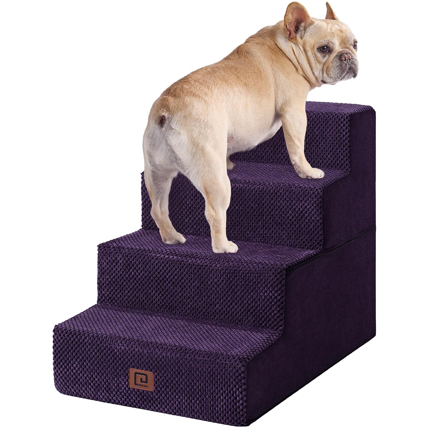 EHEYCIGA Dog Stairs for Bed 18”H, 4-Step Dog Steps for High Bed, Pet Steps for Small Dogs and Cats, Non-Slip Balanced Pet Ramp Indoor, Grey