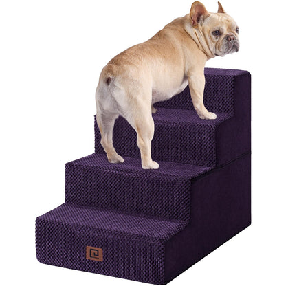 EHEYCIGA Dog Stairs for Bed 18”H, 4-Step Dog Steps for High Bed, Pet Steps for Small Dogs and Cats, Non-Slip Balanced Pet Ramp Indoor, Grey