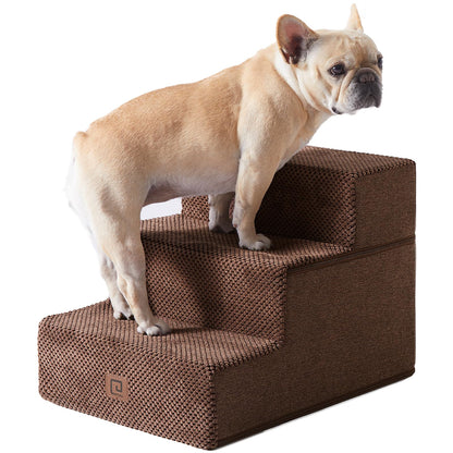 EHEYCIGA Dog Stairs for Bed 18”H, 4-Step Dog Steps for High Bed, Pet Steps for Small Dogs and Cats, Non-Slip Balanced Pet Ramp Indoor, Grey