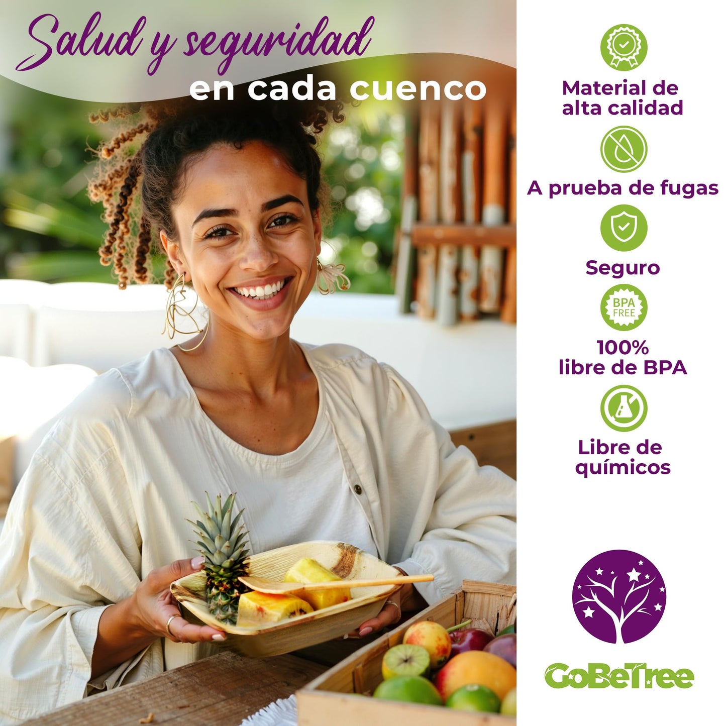 GoBeTree 25 Cuencos Hoja de Palma Redondos de 430ml, ecológicos, Cuencos rústicos y elegantes para barbacoas, picnic y Fiesta de cumpleaños. Cuencos similares al bambú.