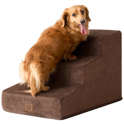 EHEYCIGA Dog Stairs for Bed 18”H, 4-Step Dog Steps for High Bed, Pet Steps for Small Dogs and Cats, Non-Slip Balanced Pet Ramp Indoor, Grey