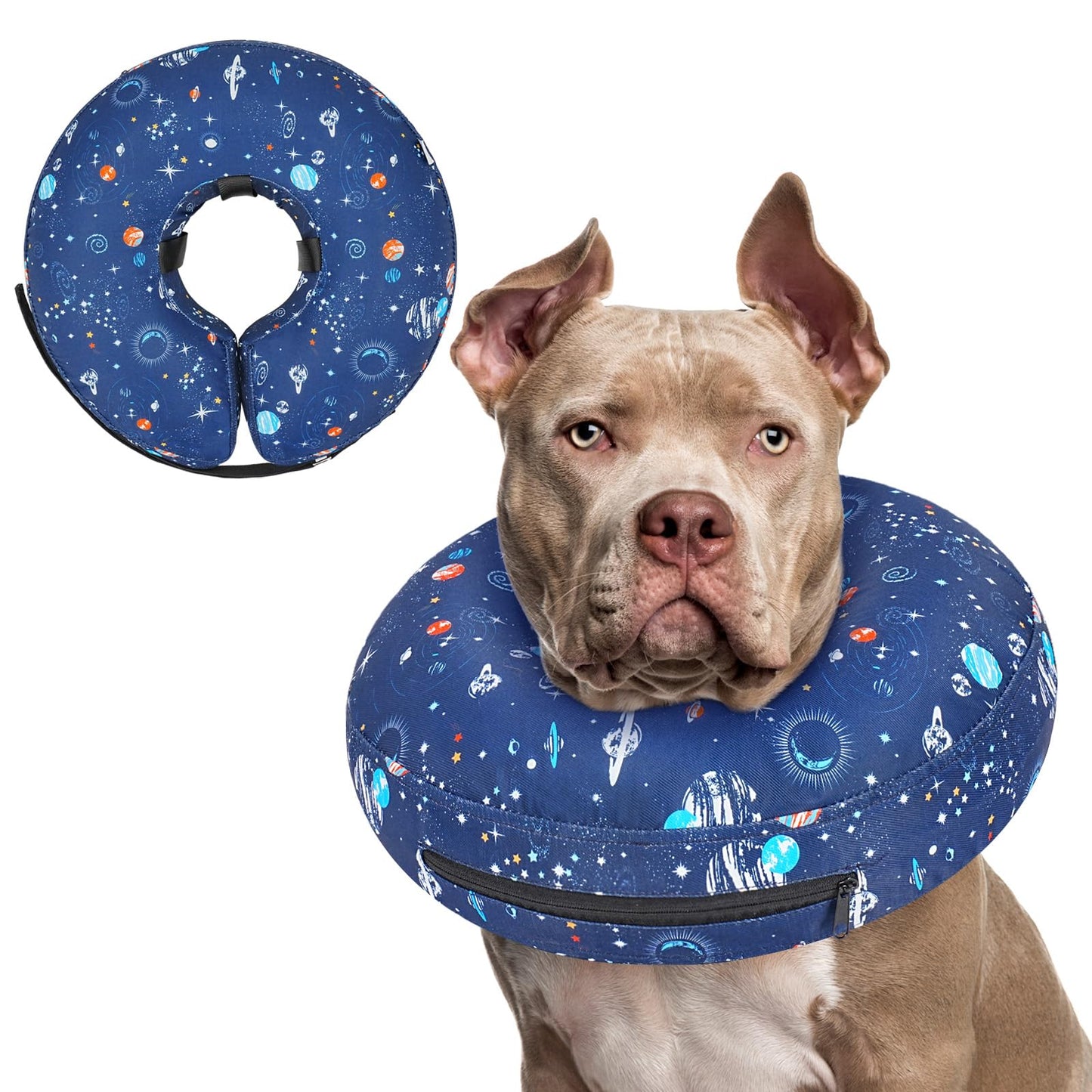 Supet Inflatable Dog Cone Collar Alternative After Surgery, Doggie Neck Donut Collar Recovery ECollar, Soft Dog Cone for Small Medium Large Dogs