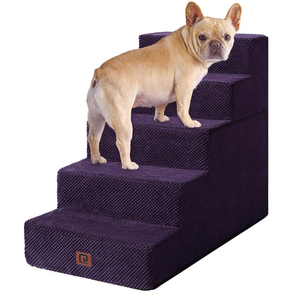 EHEYCIGA Dog Stairs for Bed 18”H, 4-Step Dog Steps for High Bed, Pet Steps for Small Dogs and Cats, Non-Slip Balanced Pet Ramp Indoor, Grey