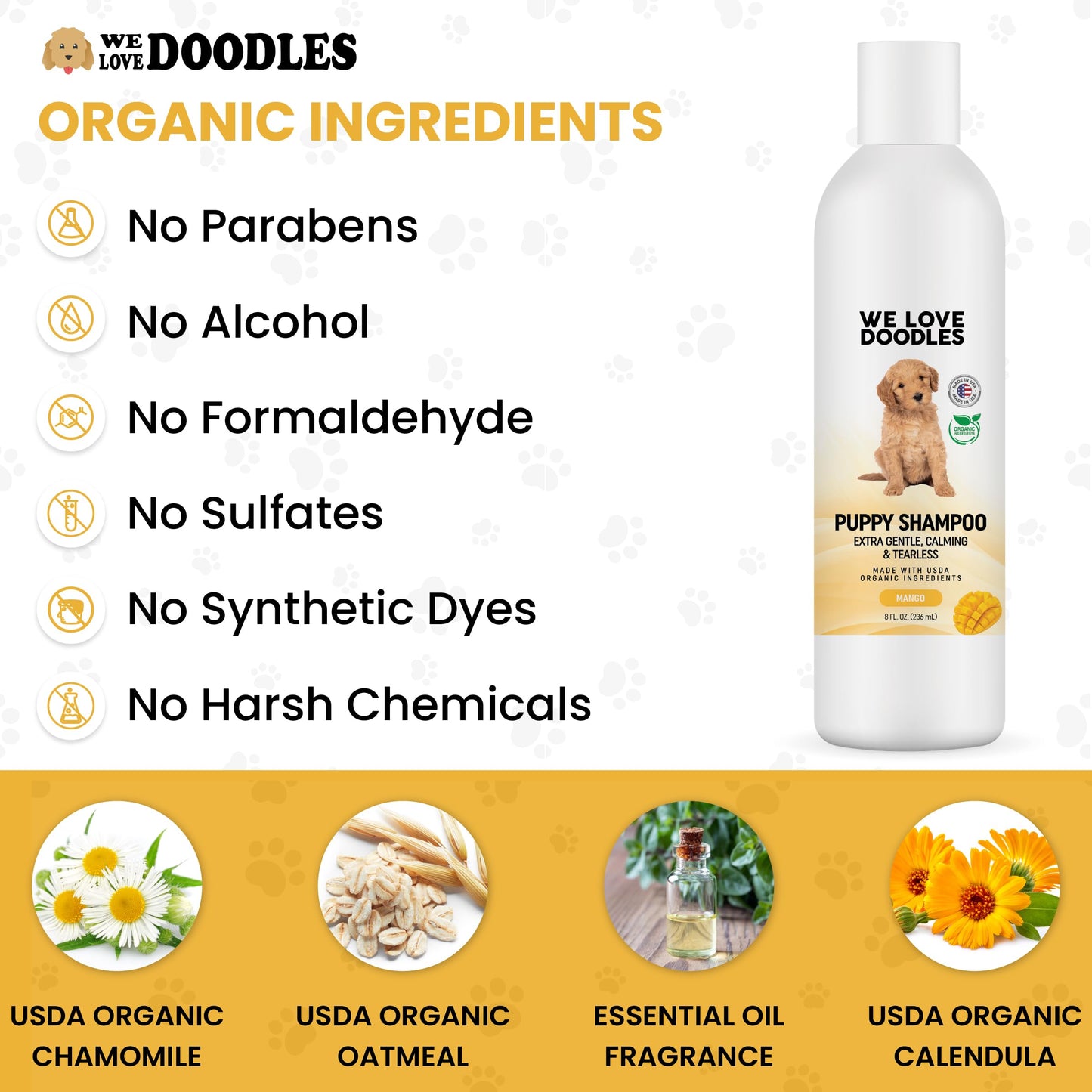 Puppy Shampoo & Conditioner | Made in USA | Organic Ingredients | Tear Free | Best Shampoo for Puppies | Sensitive & Itchy Skin Wash | Oatmeal Bathing | Tearless, Ocean Breeze, 8oz [We Love Doodles]