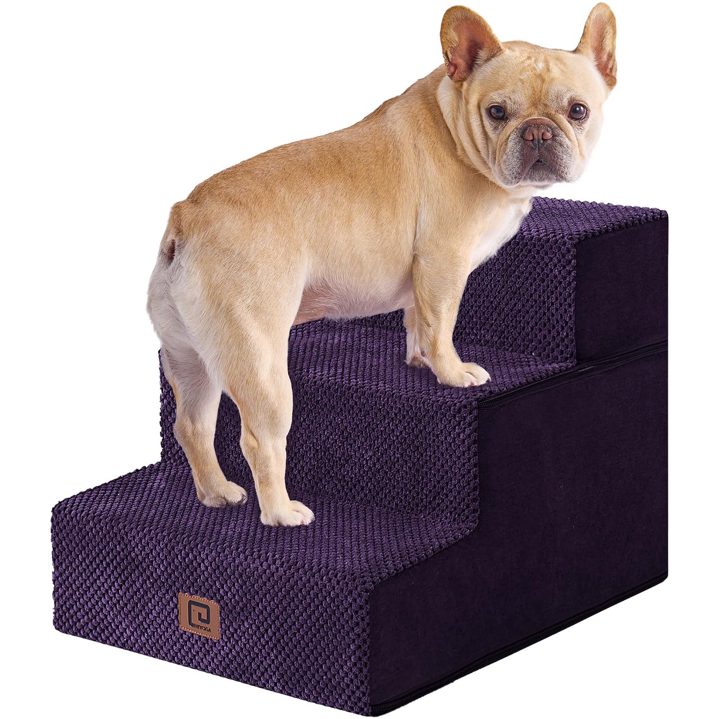 EHEYCIGA Dog Stairs for Bed 18”H, 4-Step Dog Steps for High Bed, Pet Steps for Small Dogs and Cats, Non-Slip Balanced Pet Ramp Indoor, Grey