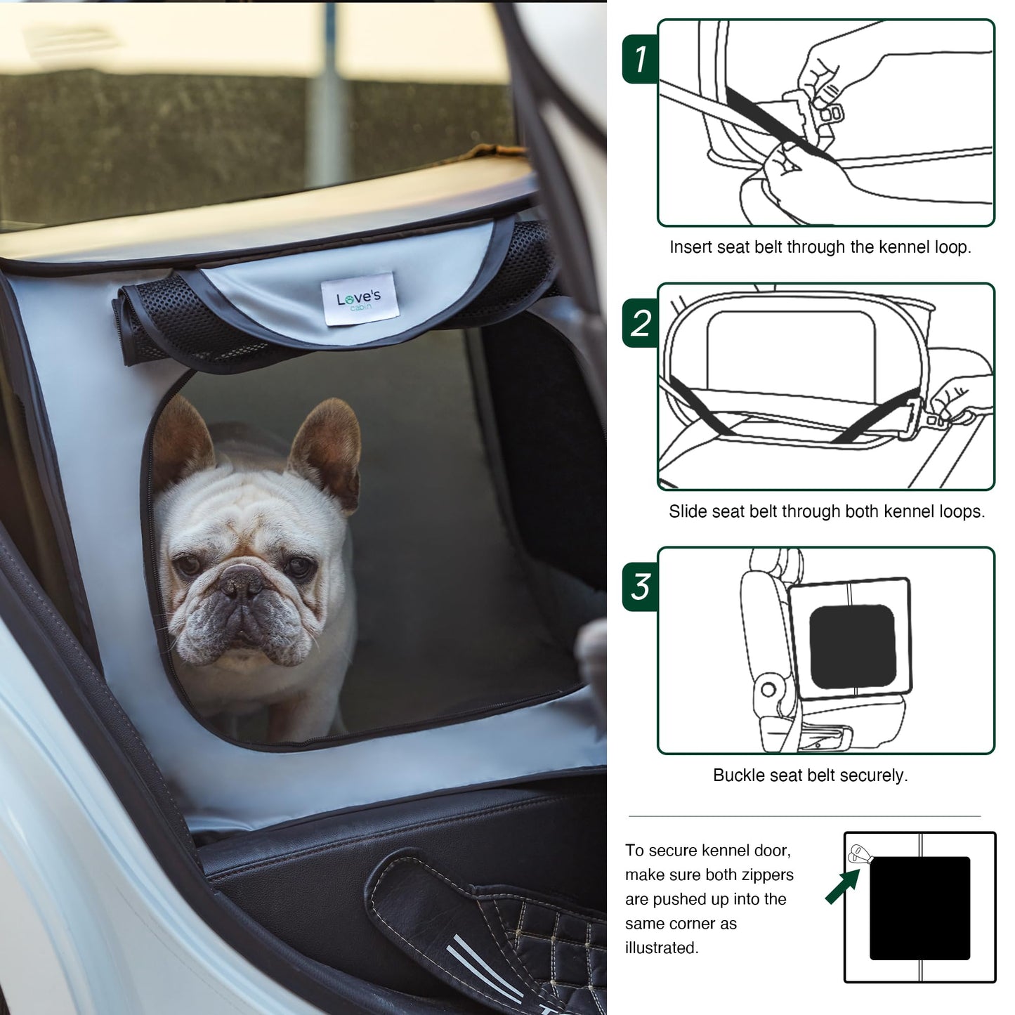 Love's cabin 36in Portable Large Dog Bed - Pop Up Dog Kennel, Indoor Outdoor Crate for Pets, Portable Car Seat Kennel, Cat Bed Collection, Grey