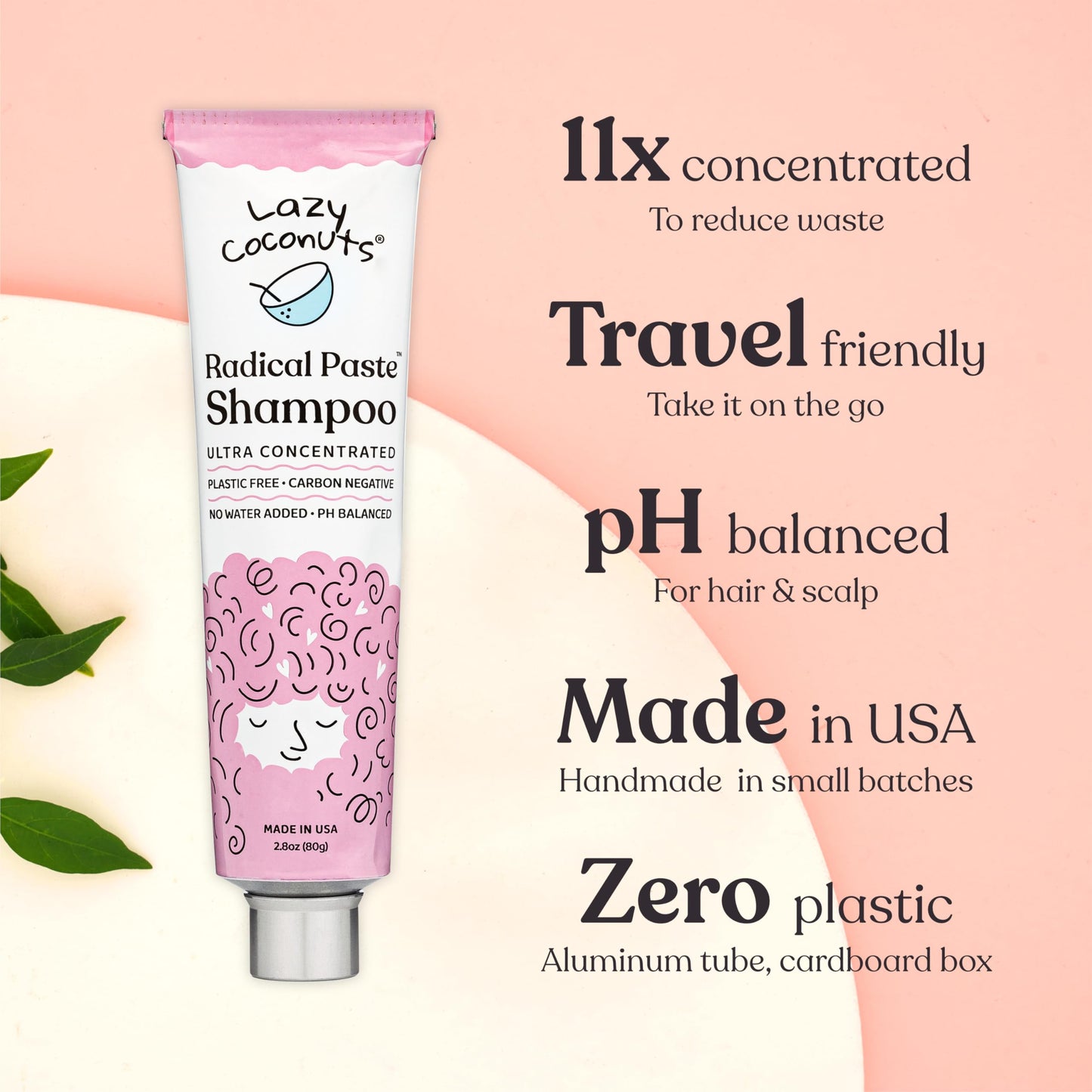 Radical Paste Shampoo, Plastic Free, Vegan, Sulfate Free, pH Balanced, Travel Size