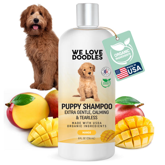 Puppy Shampoo & Conditioner | Made in USA | Organic Ingredients | Tear Free | Best Shampoo for Puppies | Sensitive & Itchy Skin Wash | Oatmeal Bathing | Tearless, Ocean Breeze, 8oz [We Love Doodles]