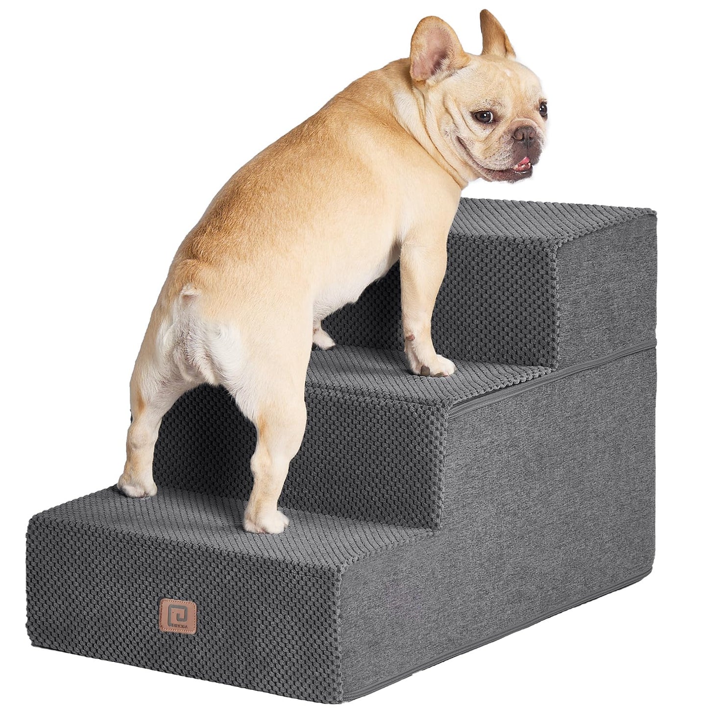 EHEYCIGA Dog Stairs for Bed 18”H, 4-Step Dog Steps for High Bed, Pet Steps for Small Dogs and Cats, Non-Slip Balanced Pet Ramp Indoor, Grey