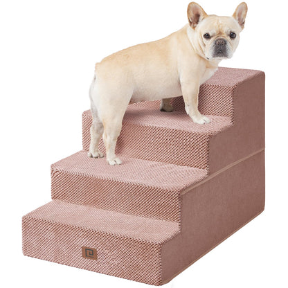 EHEYCIGA Dog Stairs for Bed 18”H, 4-Step Dog Steps for High Bed, Pet Steps for Small Dogs and Cats, Non-Slip Balanced Pet Ramp Indoor, Grey