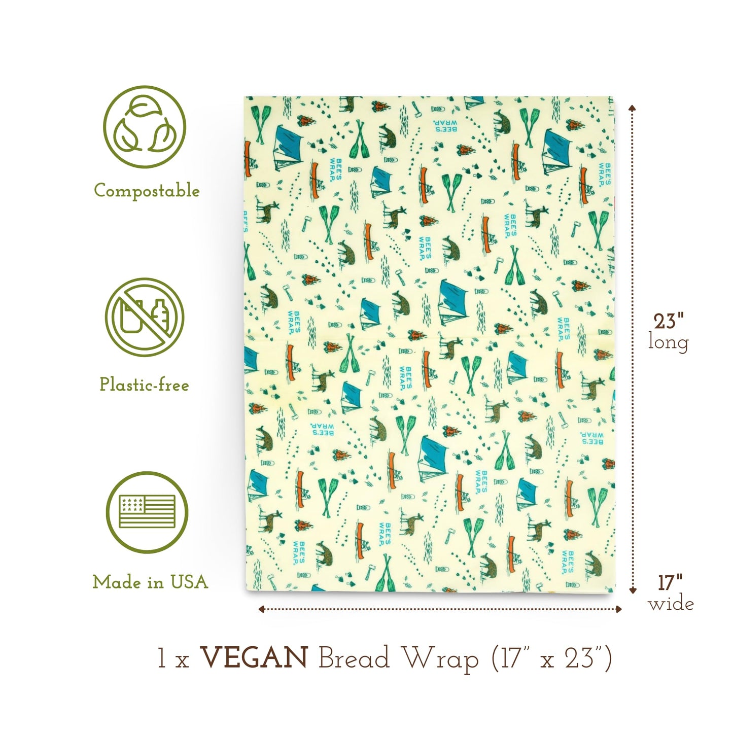 Bee's Wrap Reusable Vegan Alternative to Beeswax Food Wraps, Made in the USA, Eco Friendly Food Wraps, Sustainable Food Storage Containers, Organic Food Wraps, Bread Wrap for Homemade Bread, Vegan