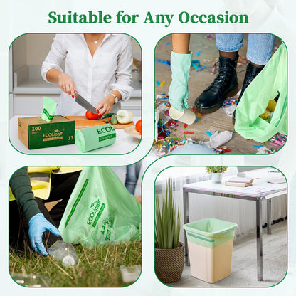 ECOLipak 49L Compostable Trash Bags – 100 Count (2 Rolls), Heavy Duty & Certified for Kitchen & Bathroom