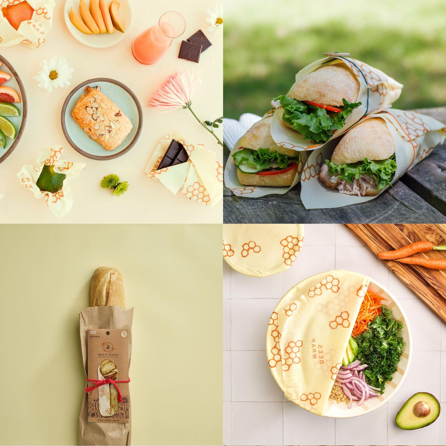 Bee's Wrap Reusable Vegan Alternative to Beeswax Food Wraps, Made in the USA, Eco Friendly Food Wraps, Sustainable Food Storage Containers, Organic Food Wraps, Bread Wrap for Homemade Bread, Vegan