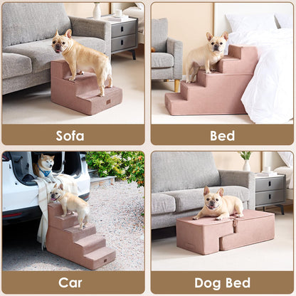 EHEYCIGA Dog Stairs for Bed 18”H, 4-Step Dog Steps for High Bed, Pet Steps for Small Dogs and Cats, Non-Slip Balanced Pet Ramp Indoor, Grey