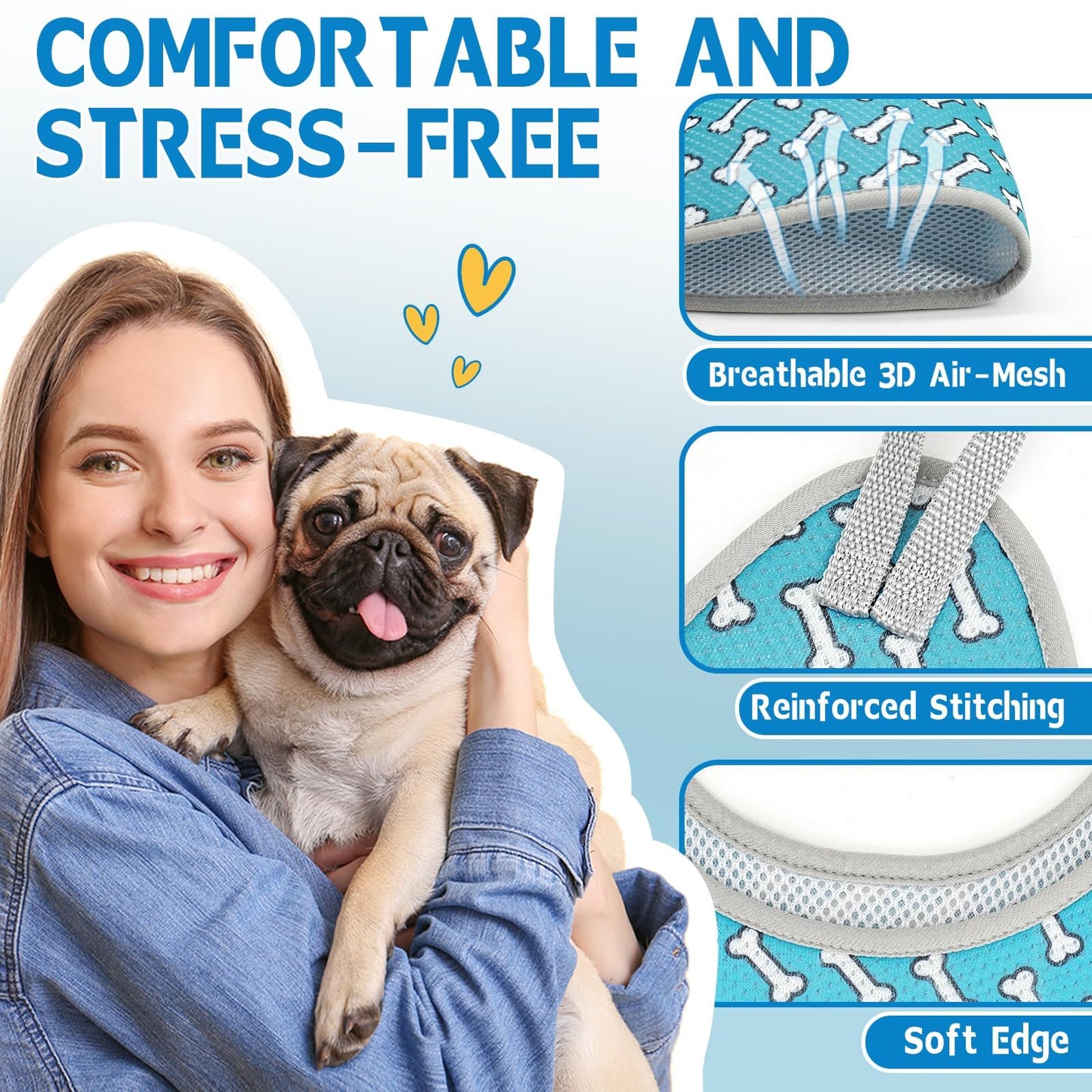 Supet Dog Grooming Hammock for Small Dogs Cat, Relaxation Pet Grooming Hammock Restraint for Nail Trimming (Coral Blue, S（ Legs Spacing：7-10.2" / Max W：15-35LBS）)