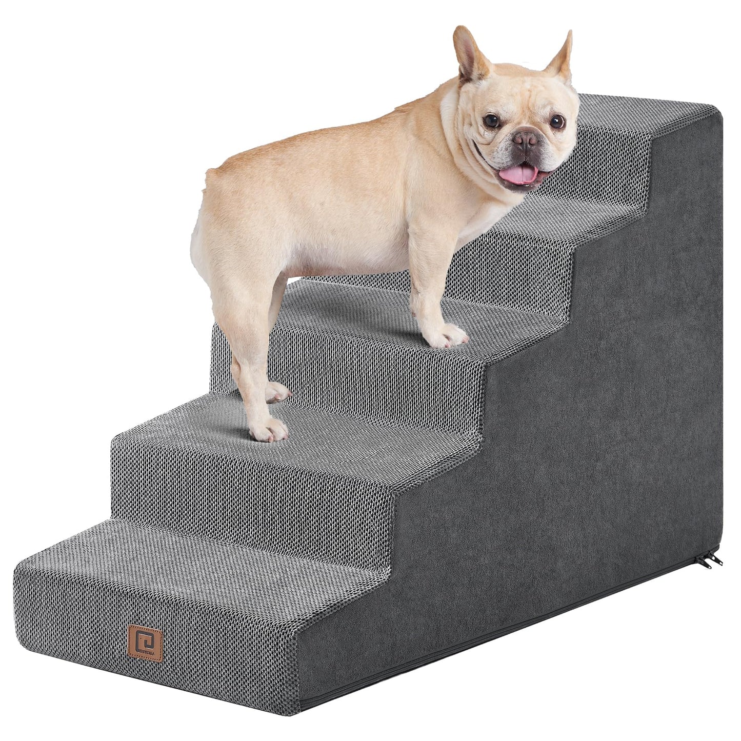 EHEYCIGA Dog Stairs for Bed 18”H, 4-Step Dog Steps for High Bed, Pet Steps for Small Dogs and Cats, Non-Slip Balanced Pet Ramp Indoor, Grey