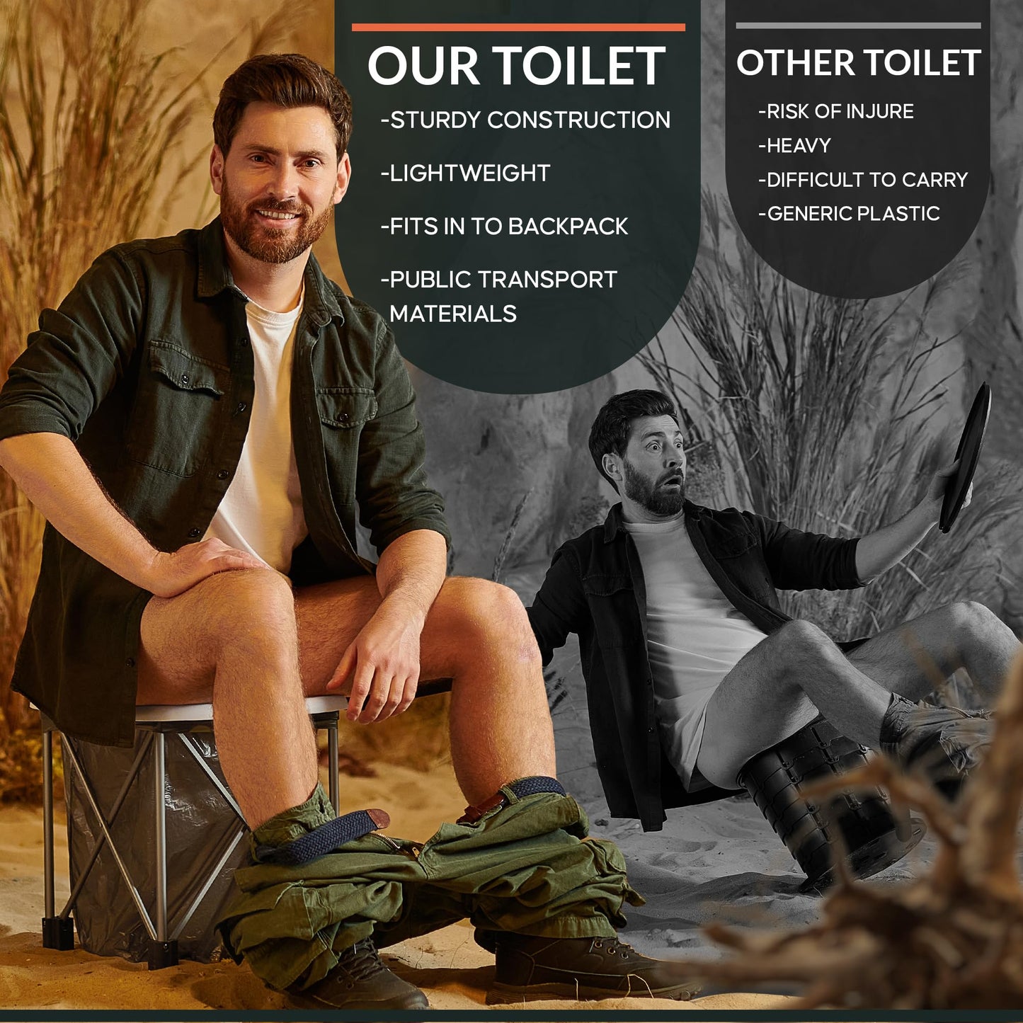 Camping Toilet, Portable Toilet, with Ultralight Aluminum Frame, XL high, Portable Toilet for Camping, Light Weight Folding Aluminum Frame, Portable Toilet for Adults, Up to 350lb