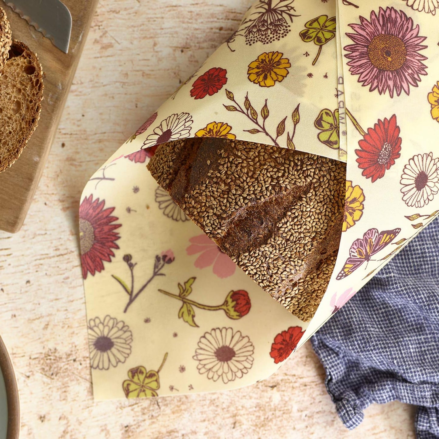 Bee's Wrap Reusable Vegan Alternative to Beeswax Food Wraps, Made in the USA, Eco Friendly Food Wraps, Sustainable Food Storage Containers, Organic Food Wraps, Bread Wrap for Homemade Bread, Vegan