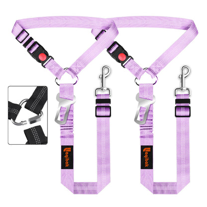 Removable Dog Seat Belt Harness for Car, 3 in 1 Pet Dog Car Seatbelt Leash, Retractable Restraint Secures to Vehicle Headrest & Adjustable Reflective Bungee Dog Seatbelt Tether, Blue and Black