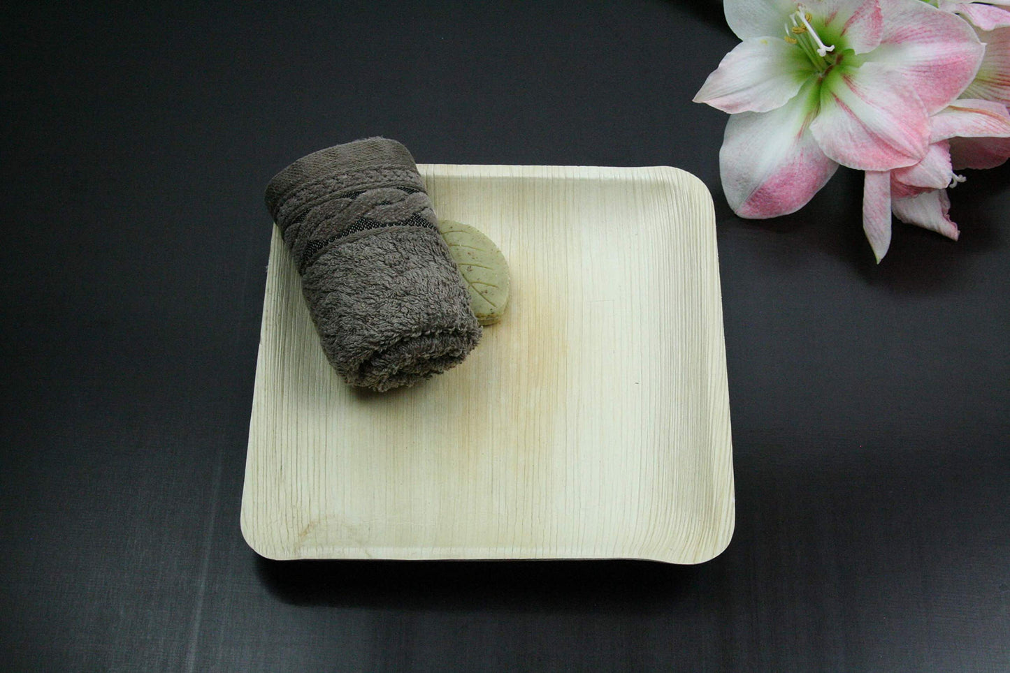 Waipur Platos Hoja de Palma Orgánicos - 25 Platos Desechables Cuadrados 25x25 cm -