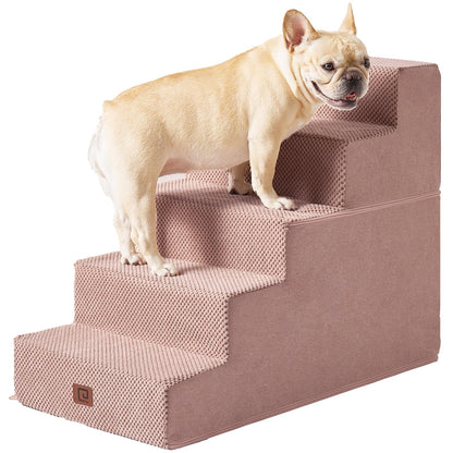 EHEYCIGA Dog Stairs for Bed 18”H, 4-Step Dog Steps for High Bed, Pet Steps for Small Dogs and Cats, Non-Slip Balanced Pet Ramp Indoor, Grey