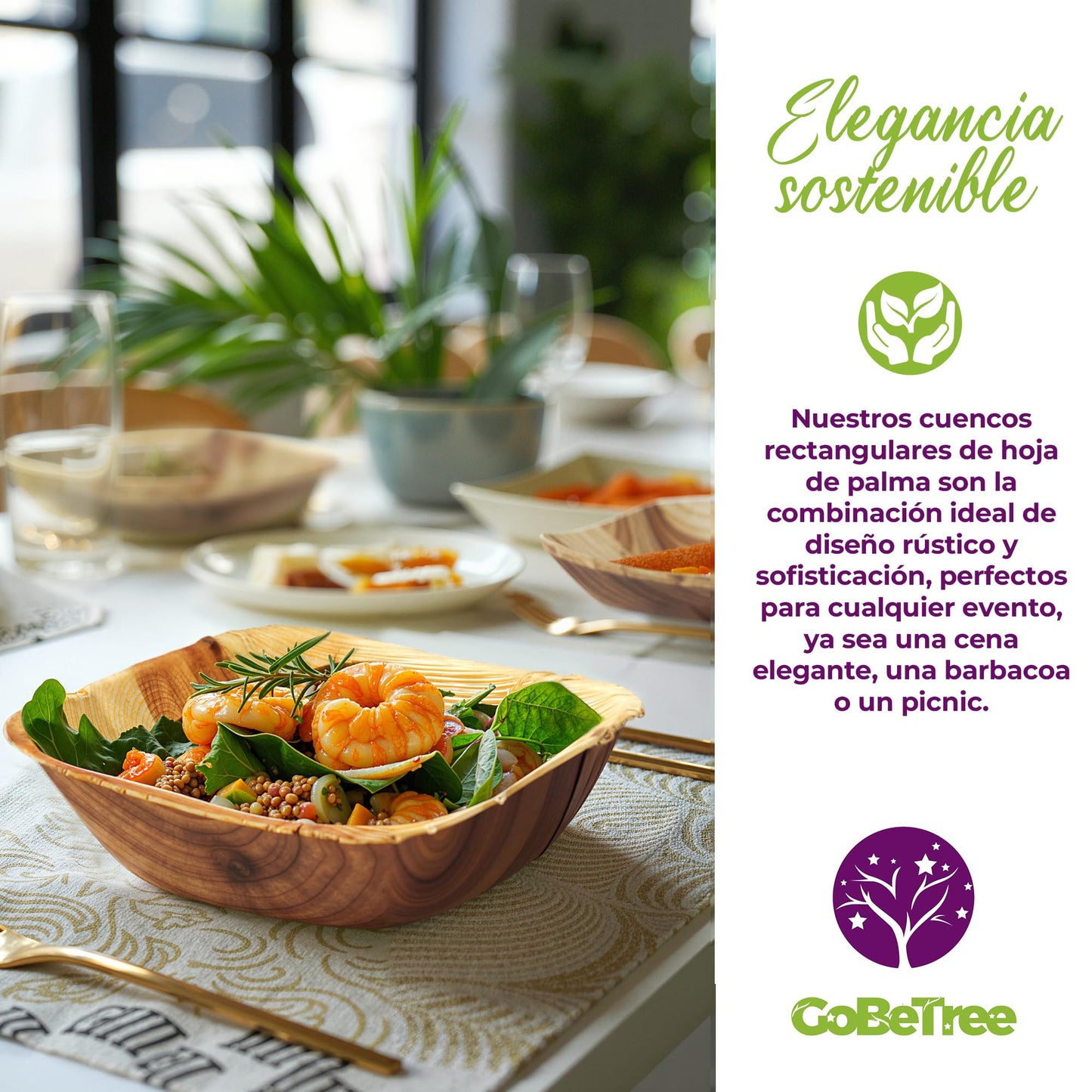 GoBeTree 25 Cuencos Hoja de Palma Redondos de 430ml, ecológicos, Cuencos rústicos y elegantes para barbacoas, picnic y Fiesta de cumpleaños. Cuencos similares al bambú.
