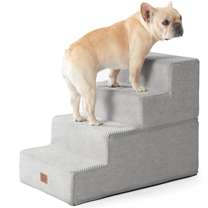 EHEYCIGA Dog Stairs for Bed 18”H, 4-Step Dog Steps for High Bed, Pet Steps for Small Dogs and Cats, Non-Slip Balanced Pet Ramp Indoor, Grey