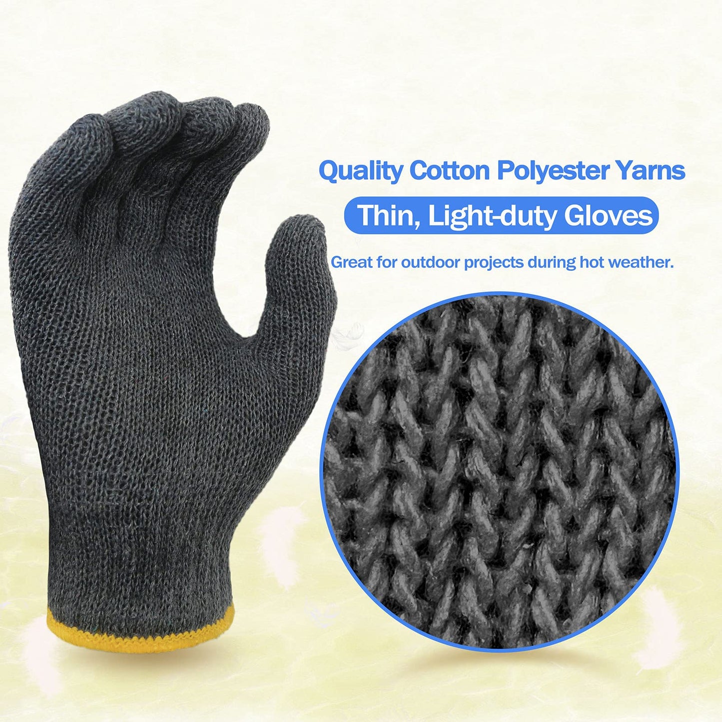 Evridwear Cotton Work Gloves Light-duty String Knit BBQ Glove Liner for Outdoor Cooking, Painting, Gardening 10/200 Pairs