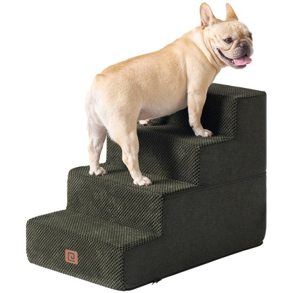 EHEYCIGA Dog Stairs for Bed 18”H, 4-Step Dog Steps for High Bed, Pet Steps for Small Dogs and Cats, Non-Slip Balanced Pet Ramp Indoor, Grey