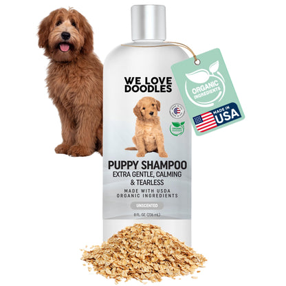 Puppy Shampoo & Conditioner | Made in USA | Organic Ingredients | Tear Free | Best Shampoo for Puppies | Sensitive & Itchy Skin Wash | Oatmeal Bathing | Tearless, Ocean Breeze, 8oz [We Love Doodles]