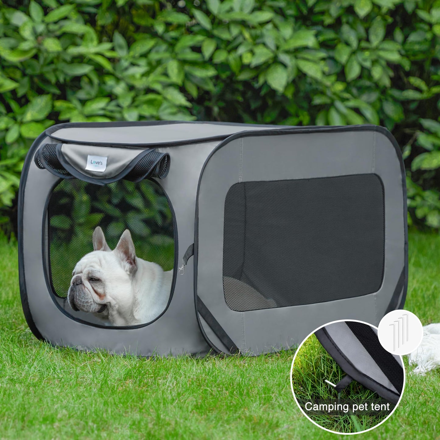 Love's cabin 36in Portable Large Dog Bed - Pop Up Dog Kennel, Indoor Outdoor Crate for Pets, Portable Car Seat Kennel, Cat Bed Collection, Grey