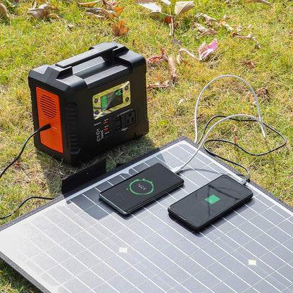 Foldable Solar Panel, FF FLASHFISH 18V/60W Portable Solar Charger Charge for Portable Power Station, Phone, Laptop, with DC Output, 45W USB-C, QC3.0 Port When Camping Fishing Van RV Road Trip
