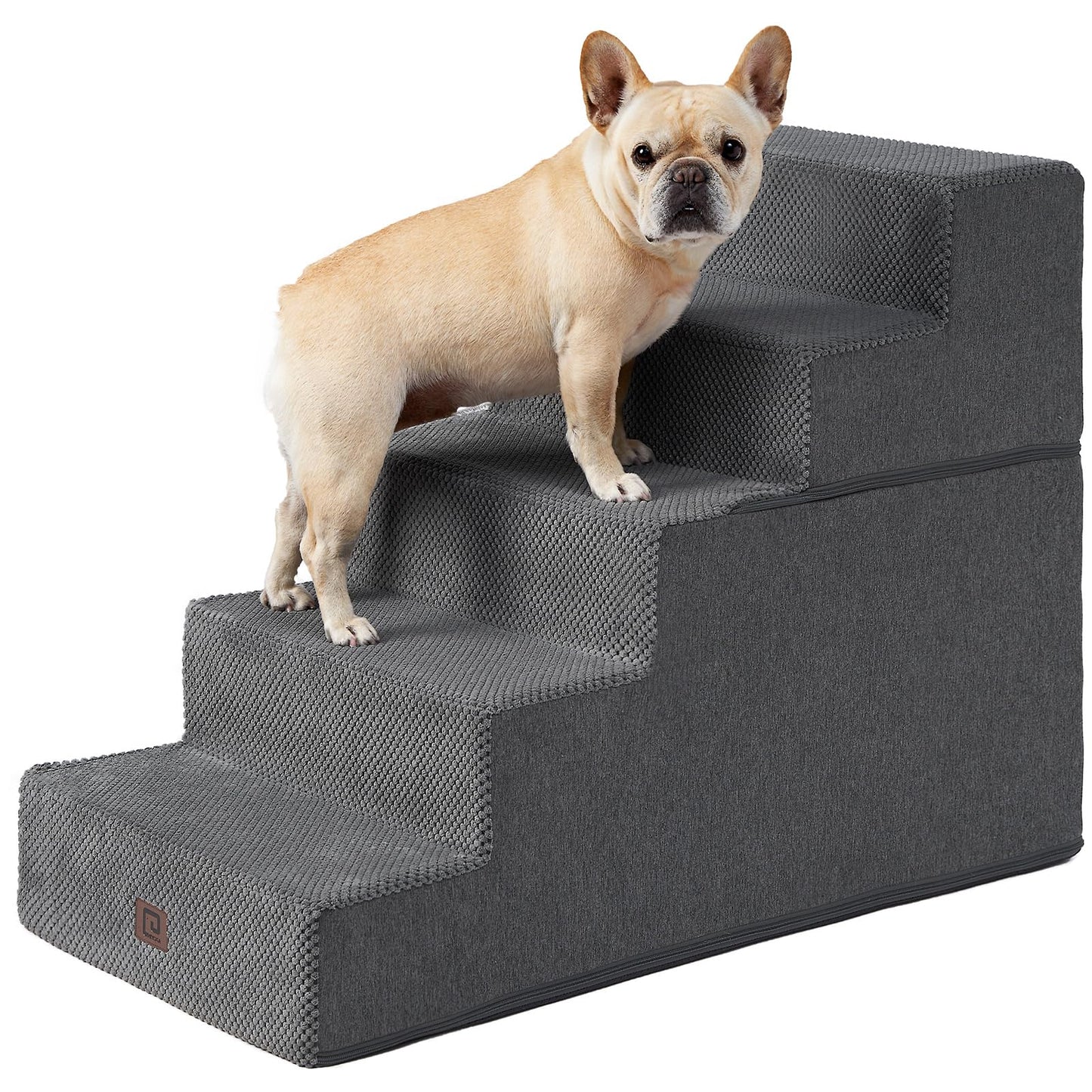 EHEYCIGA Dog Stairs for Bed 18”H, 4-Step Dog Steps for High Bed, Pet Steps for Small Dogs and Cats, Non-Slip Balanced Pet Ramp Indoor, Grey