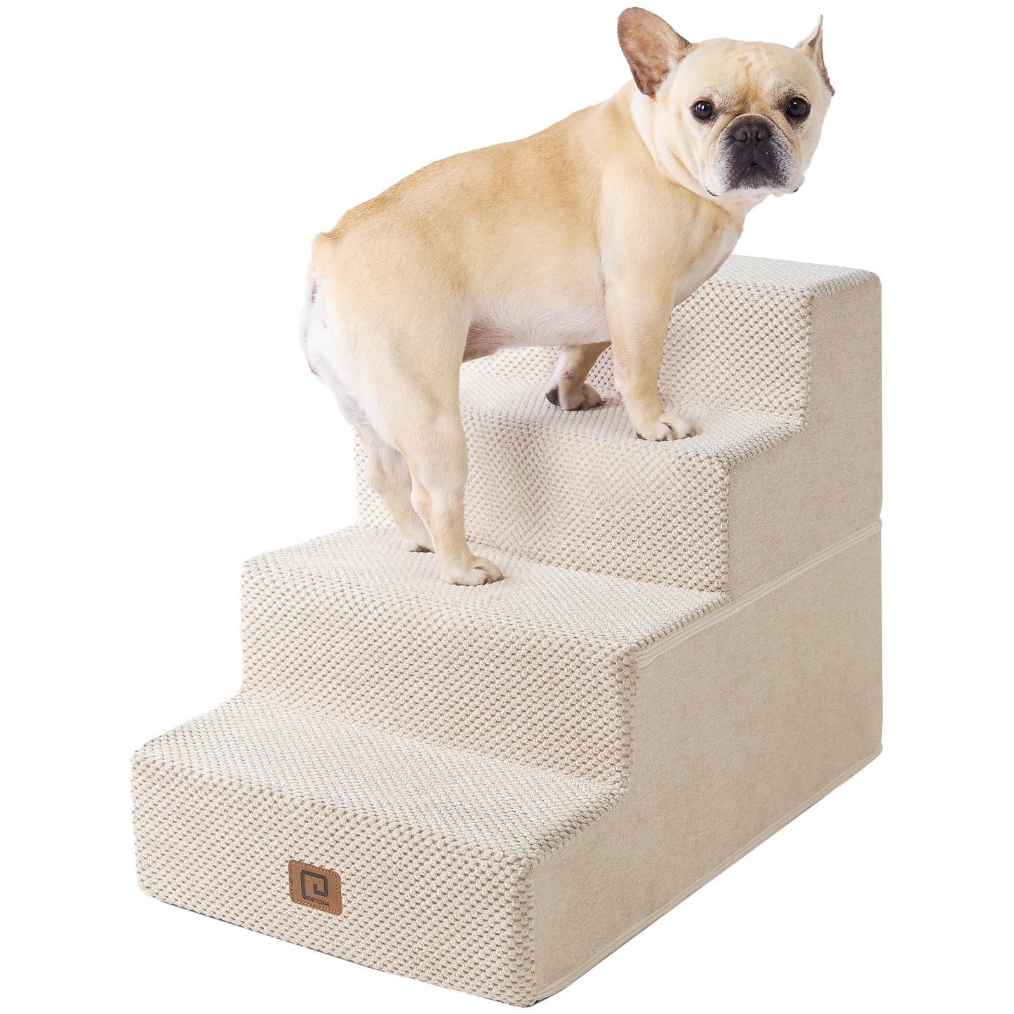 EHEYCIGA Dog Stairs for Bed 18”H, 4-Step Dog Steps for High Bed, Pet Steps for Small Dogs and Cats, Non-Slip Balanced Pet Ramp Indoor, Grey