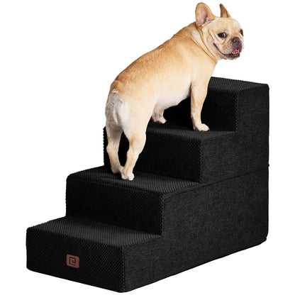 EHEYCIGA Dog Stairs for Bed 18”H, 4-Step Dog Steps for High Bed, Pet Steps for Small Dogs and Cats, Non-Slip Balanced Pet Ramp Indoor, Grey
