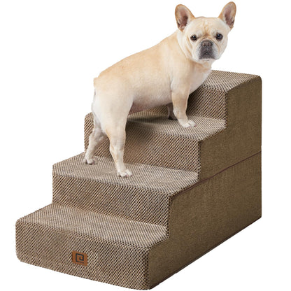 EHEYCIGA Dog Stairs for Bed 18”H, 4-Step Dog Steps for High Bed, Pet Steps for Small Dogs and Cats, Non-Slip Balanced Pet Ramp Indoor, Grey