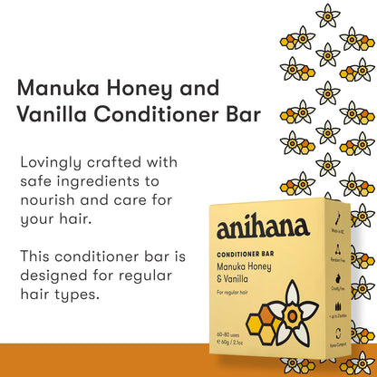 ANIHANA Shampoo Bar for Regular Normal Hair Clean Purifying Natural Healthy Look and Shine Paraben Free Manuka Honey and Almond 2.29 oz
