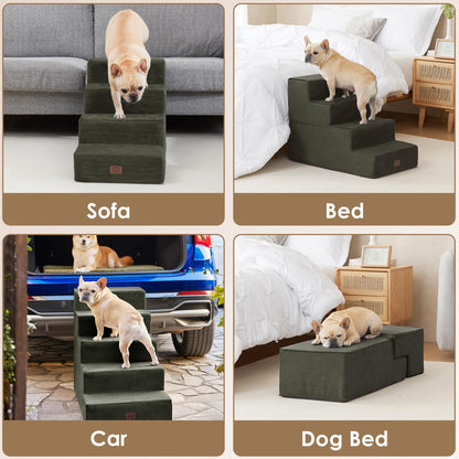 EHEYCIGA Dog Stairs for Bed 18”H, 4-Step Dog Steps for High Bed, Pet Steps for Small Dogs and Cats, Non-Slip Balanced Pet Ramp Indoor, Grey