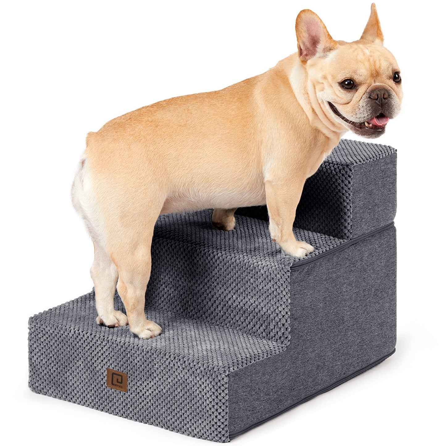 EHEYCIGA Dog Stairs for Bed 18”H, 4-Step Dog Steps for High Bed, Pet Steps for Small Dogs and Cats, Non-Slip Balanced Pet Ramp Indoor, Grey