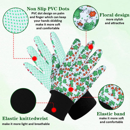Prasacco 2 Pairs Garden Gloves for Women, Soft Breathable Yard Work Glove Floral Gardening Gloves Women Working Yard Gloves for Yard Cleaning, Fishing, Gardening, Weeding, Planting, Watering(Flower)
