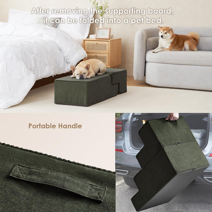 EHEYCIGA Dog Stairs for Bed 18”H, 4-Step Dog Steps for High Bed, Pet Steps for Small Dogs and Cats, Non-Slip Balanced Pet Ramp Indoor, Grey