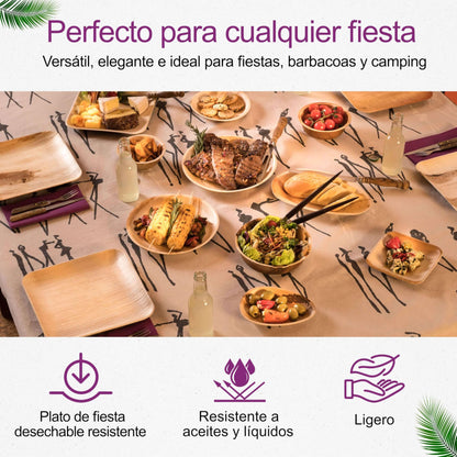 Waipur Platos Hoja de Palma Orgánicos - 25 Platos Desechables Cuadrados 25x25 cm -